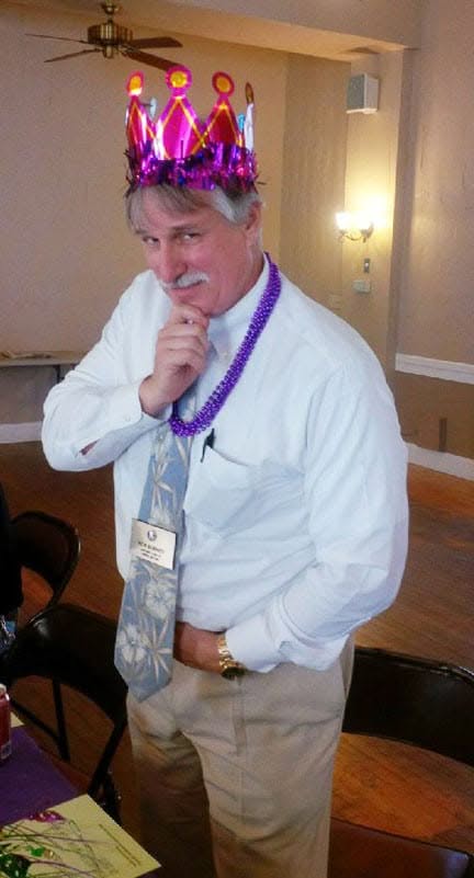 Sierra Madre Kiwanis Celebrate Mardi Gras and crown Bob Burnett Mardi Gras King. Such a bad boy.